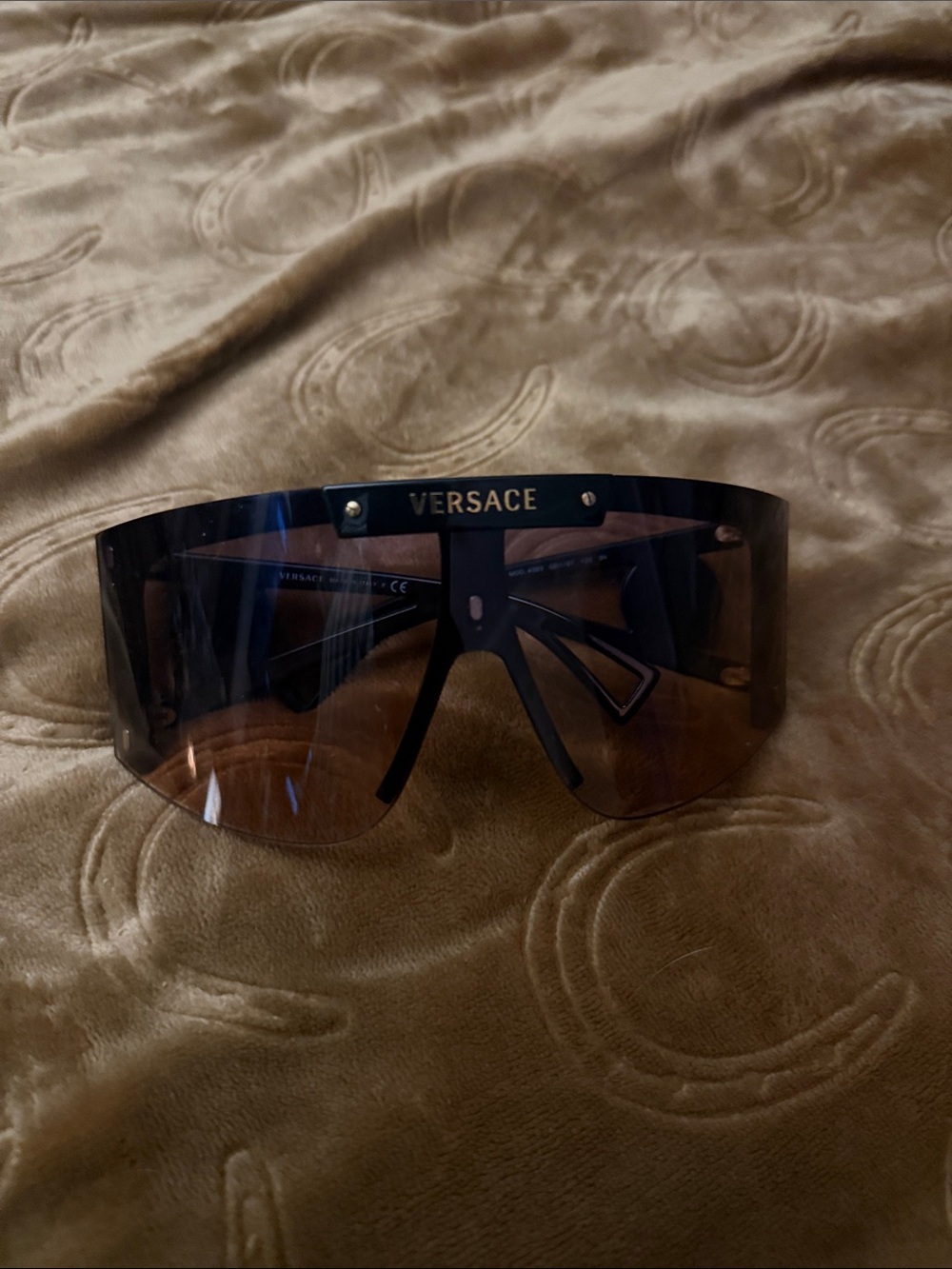 Versace Men’s Shield Sunglasses in Dark Brown